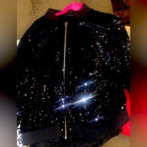 Black sequence plus size pants set